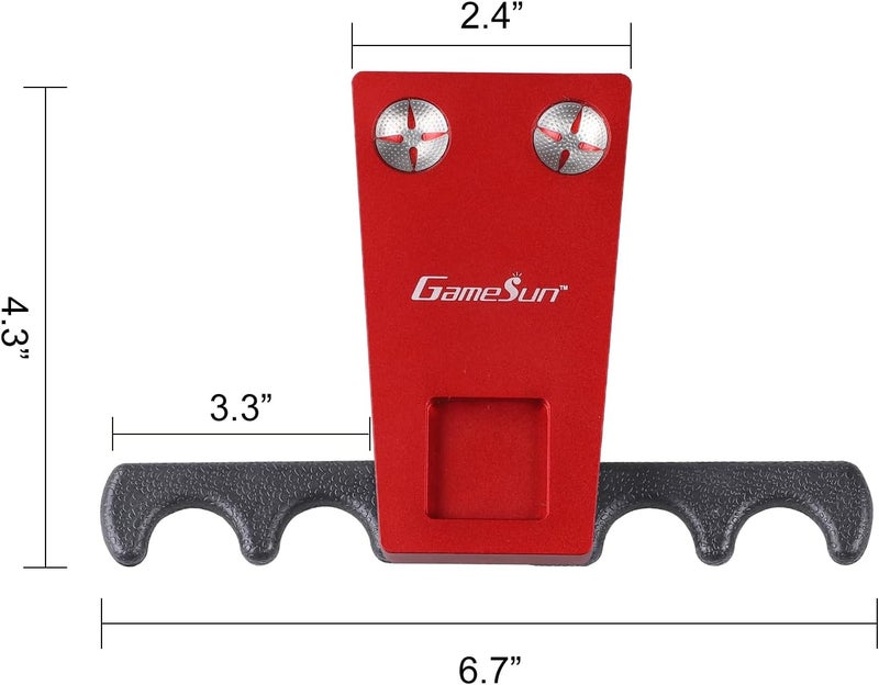 GAMESUN 6 In 1 Portable Weighted Pool Cue Holder, chalk holder, billiard cue tip tool, Red - Image 2